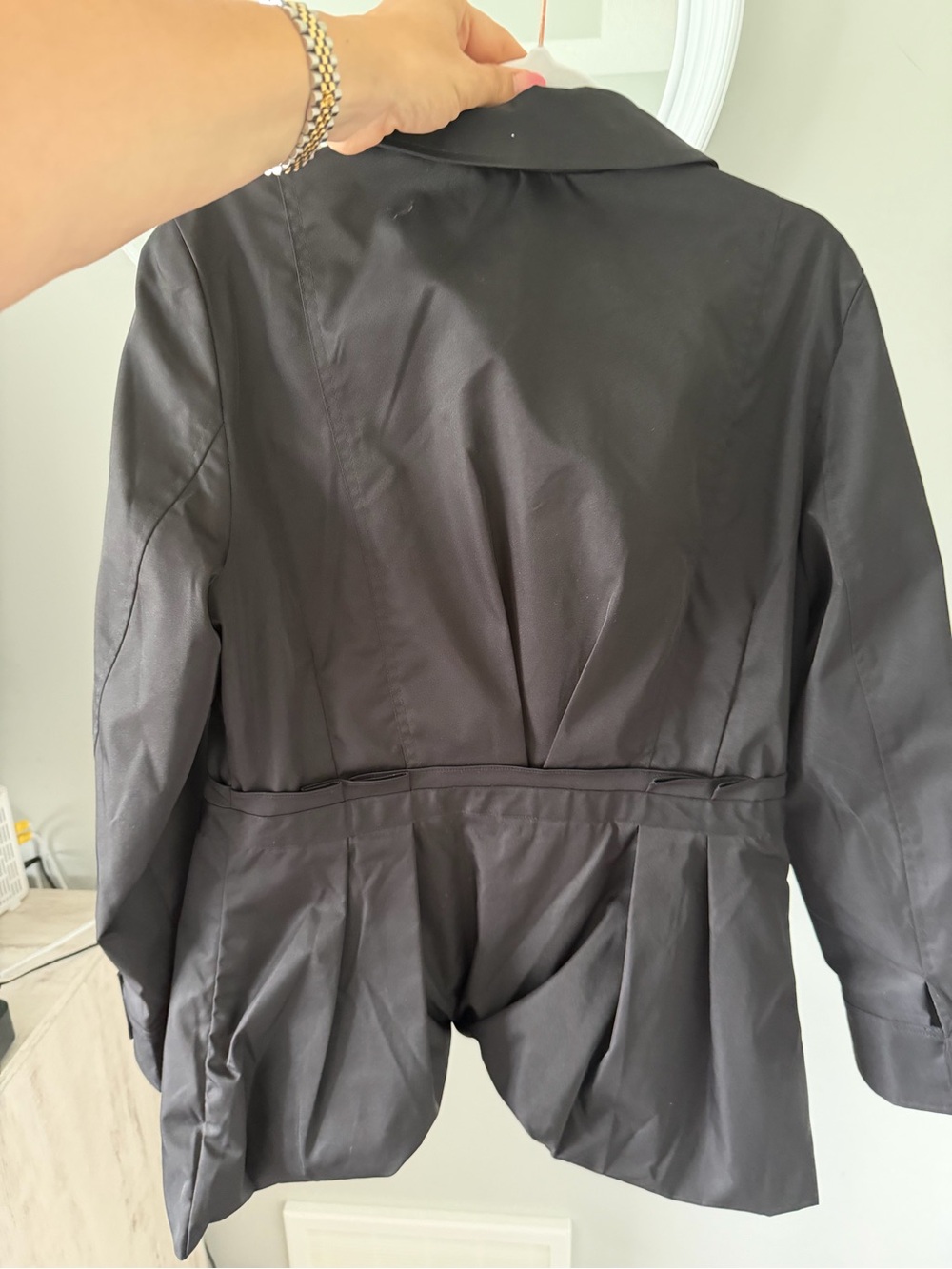 Cynthia Rowley Y2K Style Black Pleated Peplum Jacket Corporate Goth Coat L - Picture 6 of 10